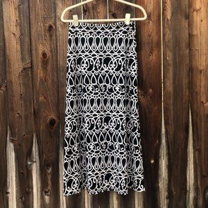 WHBM Maxi Skirt Swirl Design with Side Slit XS